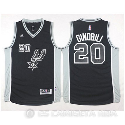 Camiseta Ginobili #20 San Antonio Spurs Negro - Haga un click en la imagen para cerrar
